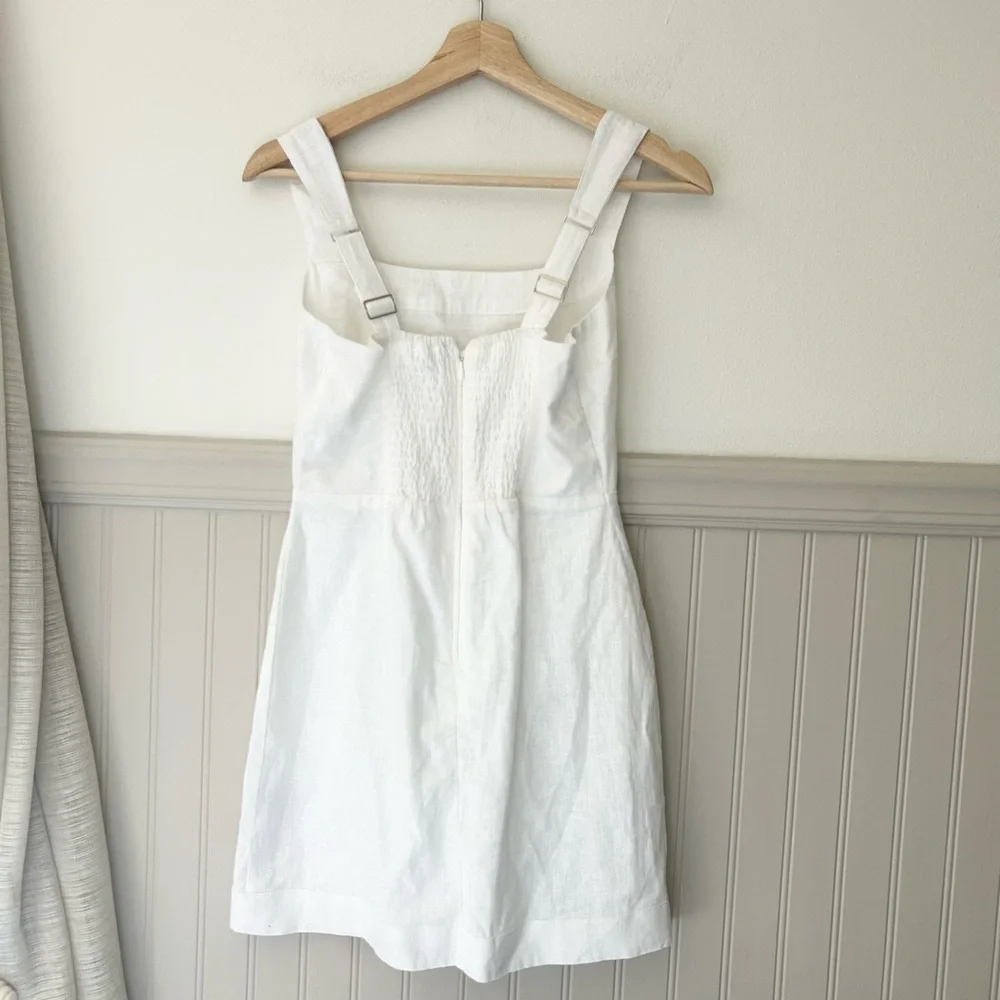 Abercrombie & Fitch XXS Petite Linen Cotton White Square-Neck Mini Dress - Picture 4 of 9